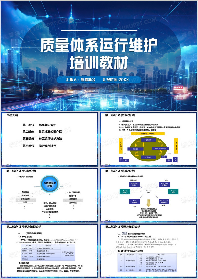 蓝色简约风质量体系运行维护PPT模板