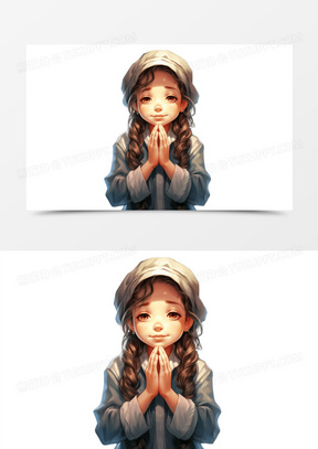 免抠小女孩祈祷元素
