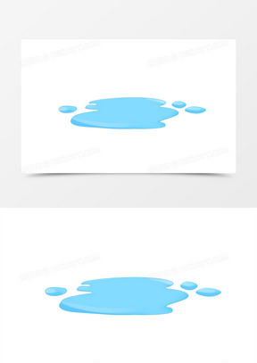 精美蓝色水洼插画手绘元素
