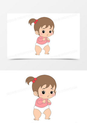 手绘卡通粉色女宝宝元素