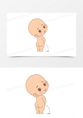 可爱卡通彩色风格尿尿宝宝
