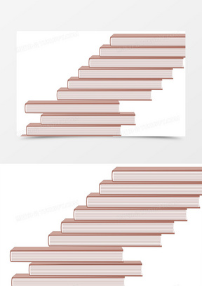 阶梯式简洁风手绘书籍