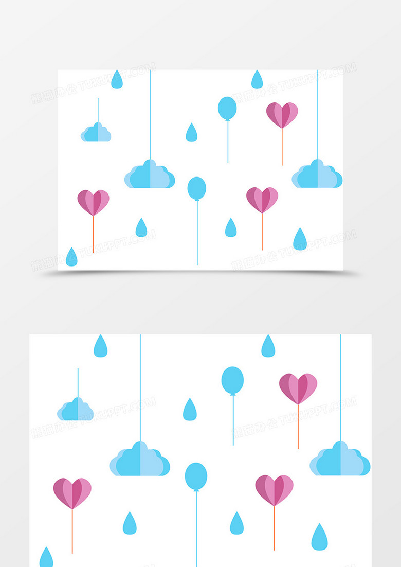 简洁扁平风云朵气球元素