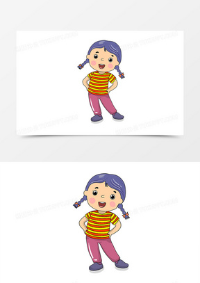 卡通女孩叉腰造型