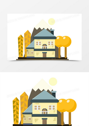 秋天住宅免抠元素