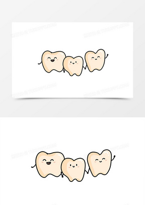 卡通拟人牙齿形象免抠元素