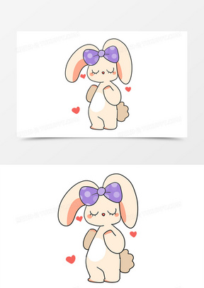可爱蝴蝶结兔子动物玩偶元素