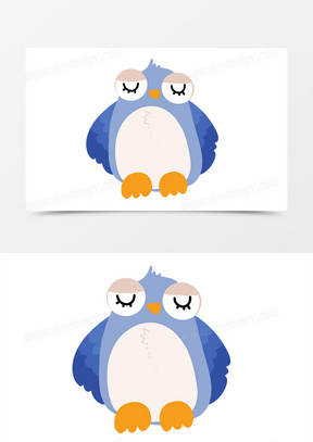 卡通睡觉的小鸟免抠元素