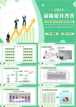 绿色简约风品质提升改善PPT模板