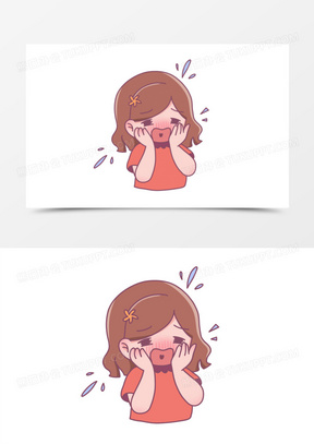 小女孩人物害羞表情包素材