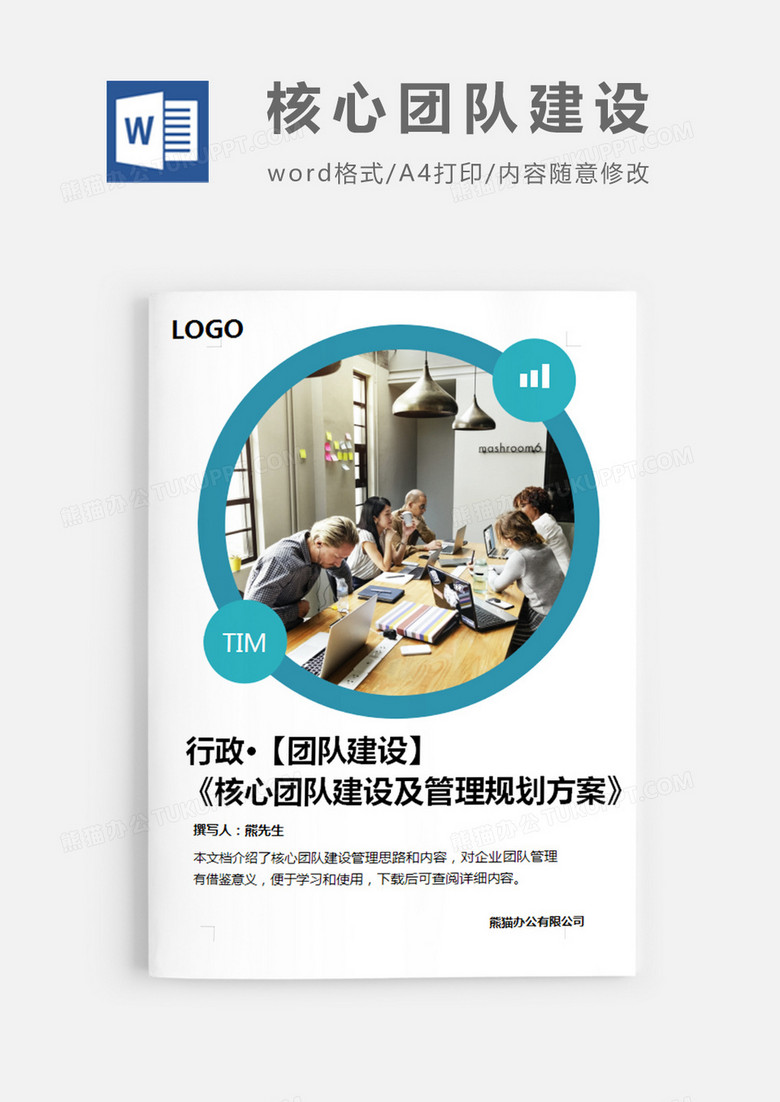 核心团队建设及管理规划方案图片简约word模板