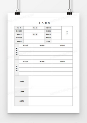 个人求职入职应聘简历word空白简历模板