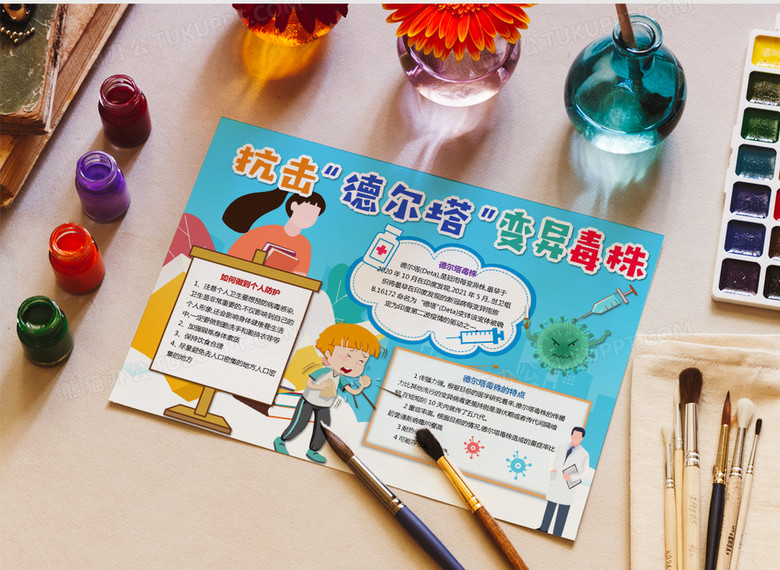 抗击德尔塔变异毒株小报手抄报