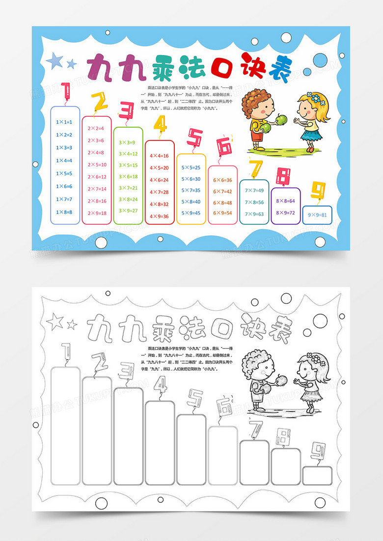 word乘法口诀数学思维导图小报手抄报