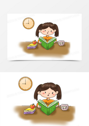 原创卡通时间表之读书时间元素