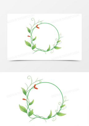 清新绿色花藤圆形