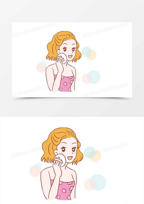 少女美容保养化妆手绘卡通元素