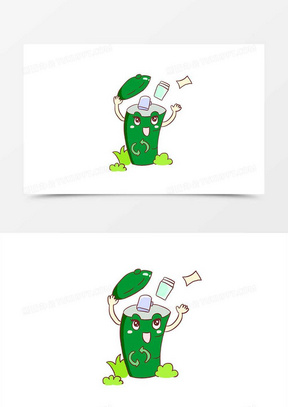 上海垃圾分类拟人垃圾桶手绘卡通元素