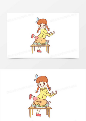 感恩节火鸡跳舞女孩手绘卡通元素