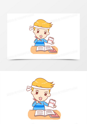 男孩努力背书学习手绘卡通元素1502学习的卡通男孩40儿童节之手绘卡通