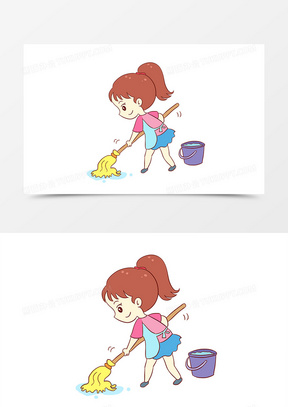 女人打扫卫生卡通图片图片