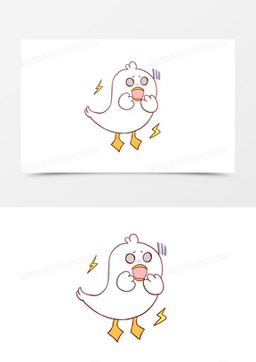 小鸭震惊惊讶吓到表情包手绘卡通元素