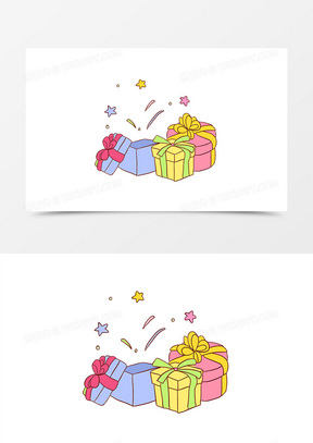 卡通礼物盒圣诞礼物手绘卡通元素