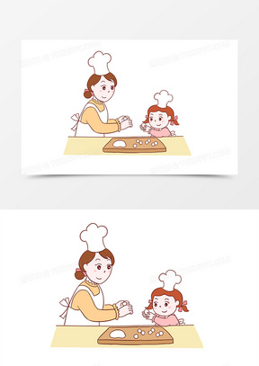 元宵节包汤圆习俗手绘卡通元素