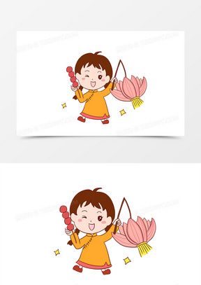 元宵节赏灯提灯笼手绘卡通元素