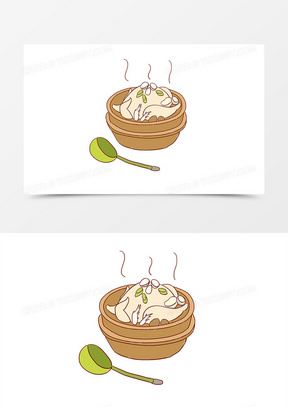 小寒大寒炖鸡汤手绘卡通元素