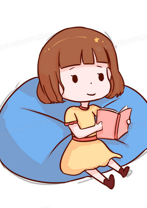 小女孩看书图片素材