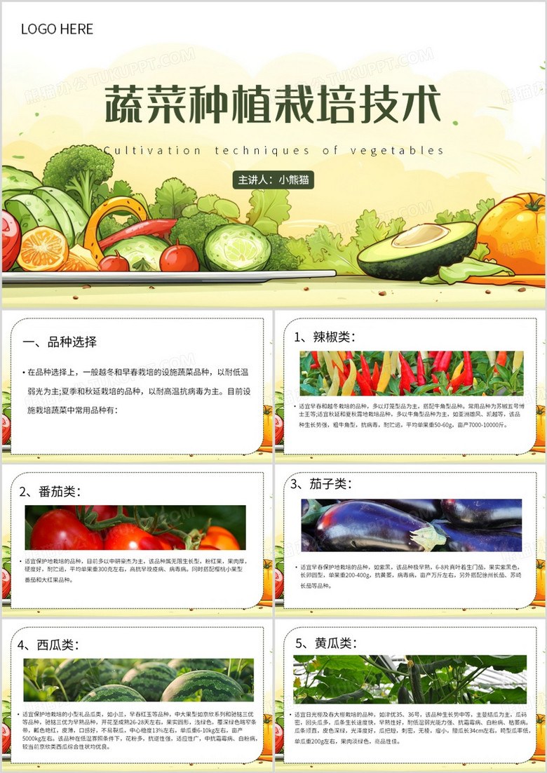 绿色简约风蔬菜种植栽培技术PPT模板