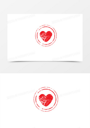 复古商品爱心标签印章设计