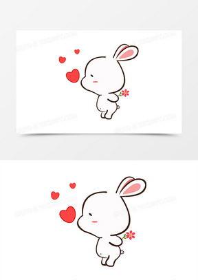 清新卡通兔子插画元素