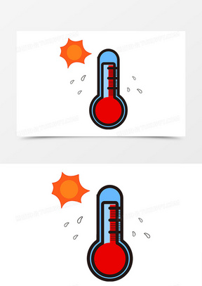 卡通手绘夏天热爆温度计