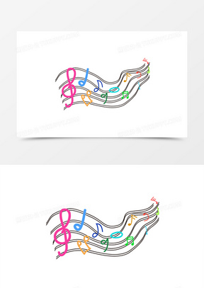 手绘经典旋律动感音符乐符插画