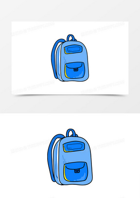 卡通蓝色儿童书包手绘