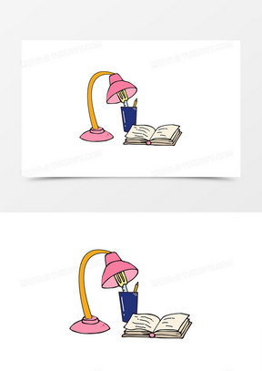 卡通书本教育元素插画221扁平卡通矢量素材40台灯903d家居模型  创意