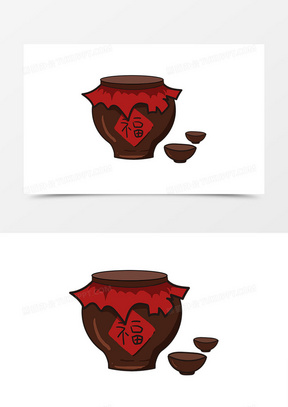 手绘重阳节卡通酒坛