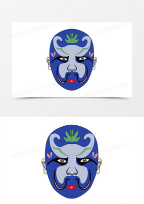 京剧脸谱矢量素材150蓝脸脸谱120源远流长的脸谱649大气国潮风国粹