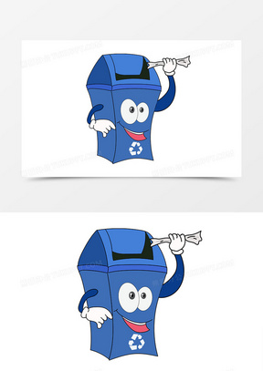 手绘卡通表情垃圾分类垃圾桶