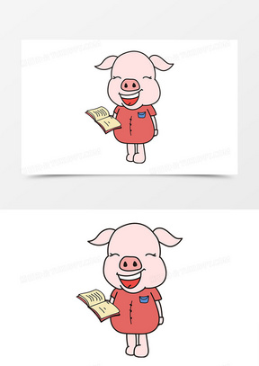 小猪学念书图片