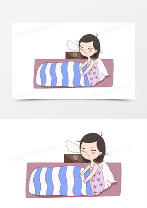 手绘开学季之赖床的小女孩