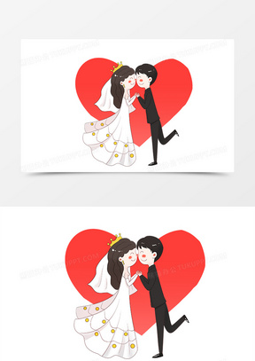 手绘婚礼主题之亲吻的新人