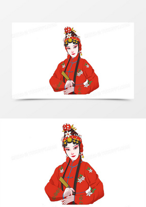 手绘古风主题之红衣戏女