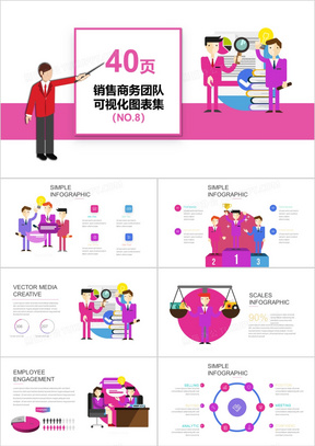 40页销售商务团队可视化图表集PPT模板