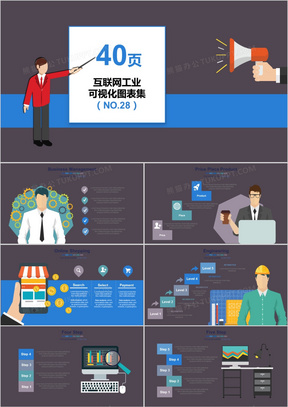 40页互联网工业可视化图表集PPT模板