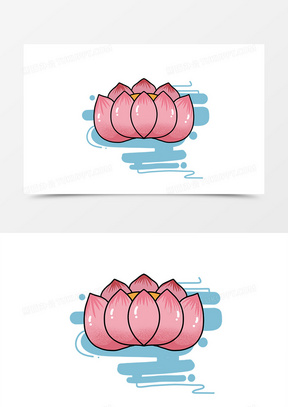 卡通中元节莲花灯免抠元素