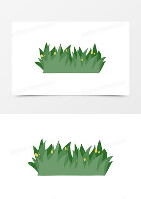 绿色手绘卡通植物草丛免抠元素