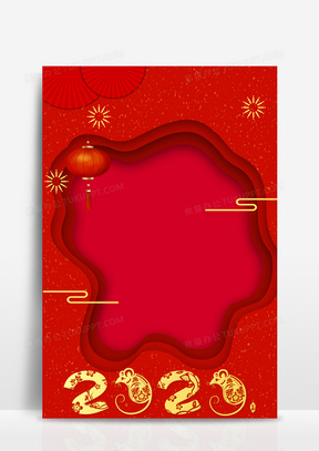 新年边框红色海报背景图